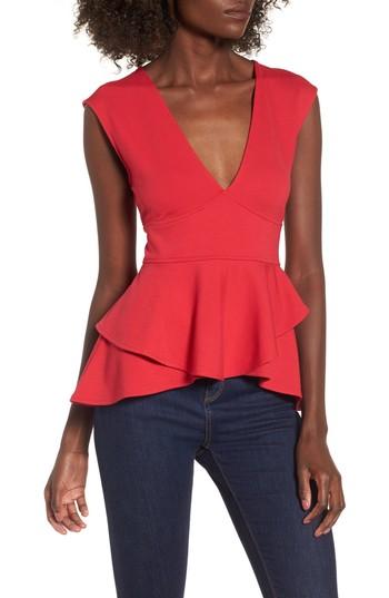 Women's Leith Knit Peplum Top - Red