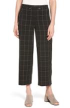 Women's Halogen Plaid Wide Leg Crop Pants - Black