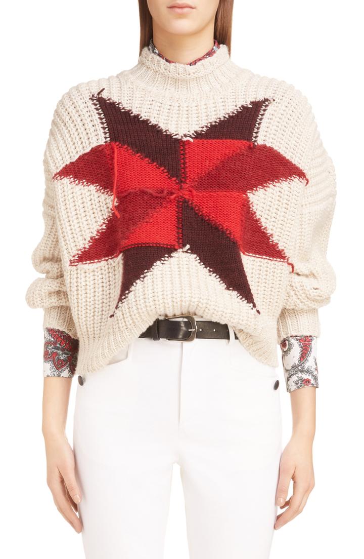 Women's Isabel Marant Hanoi Intarsia Patchwork Sweater Us / 36 Fr - Beige