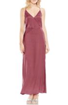 Women's Vince Camuto Hammered Satin Wrap Front Maxi Dress, Size - Pink