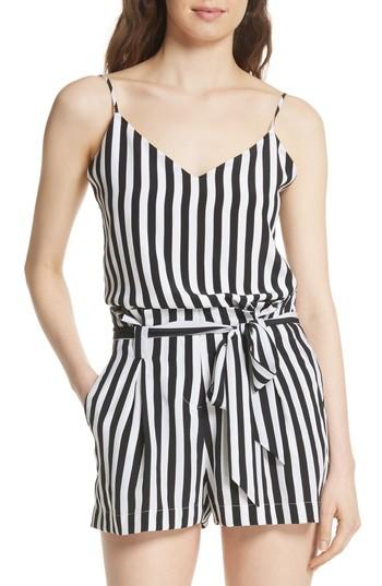 Women's L'agence Jane Stripe Silk Camisole - Black