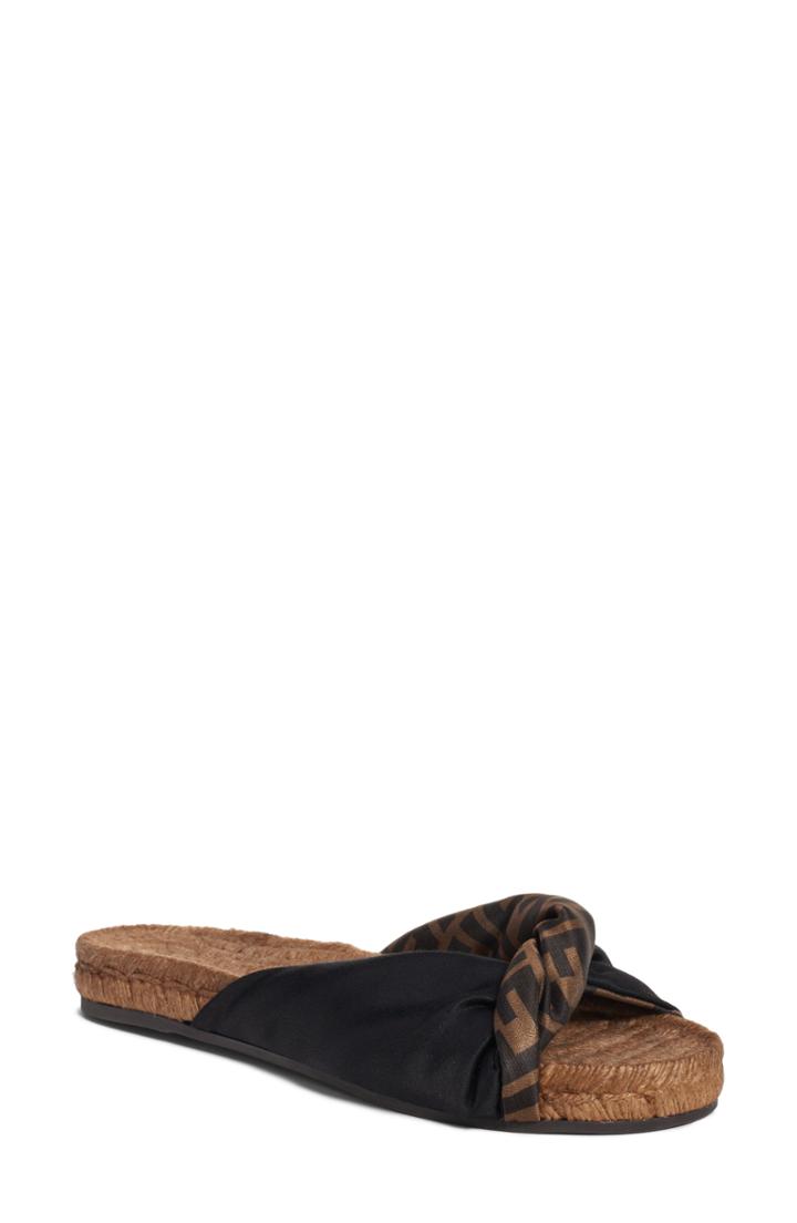 Women's Fendi Double F Twist Slide Sandal .5us / 35eu - Black