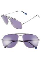 Men's Tom Ford 59mm Aviator Sunglasses - Silver/ Blue