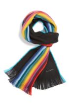 Men's Paul Smith Rainbow Edge Wool Scarf, Size - Black