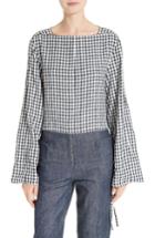 Women's Tibi Gingham Convertible Sleeve Top