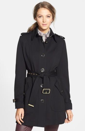 Women's Vince Camuto Single Breasted Soft Shell Trench Coat - Black
