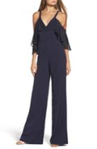 Women's Jay By Jay Godfrey Oliver Cold Shoulder Ruffle Jumpsuit - Blue