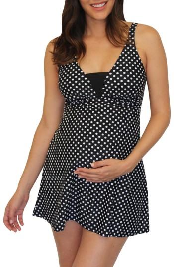 Women's Mermaid Maternity 'dresskini' Maternity Swim Top, Size - Black