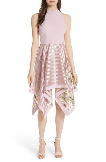 Women's Ted Baker London Harmony Burnout Metallic Stripe Dress - Pink