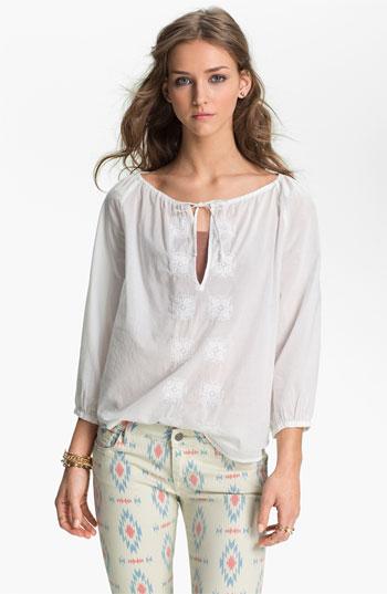 Rubbish Embroidered Peasant Top (juniors) Box Embriodered White
