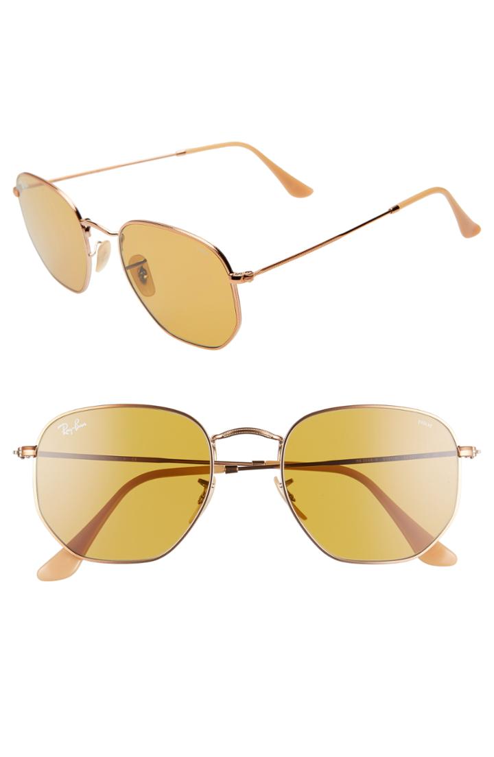 Women's Ray-ban 54mm Evolve Photochromic Hexagon Sunglasses - Gold/ Copper Solid