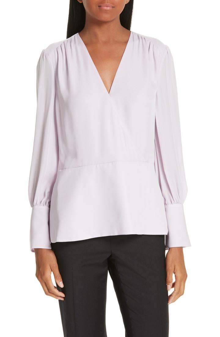 Women's Lewit Surplice Silk Blouse - Purple