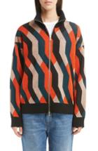 Women's Dries Van Noten Graphic Knit Merino Wool Cardigan - Red