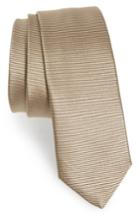 Men's Boss Solid Silk Skinny Tie, Size - Beige
