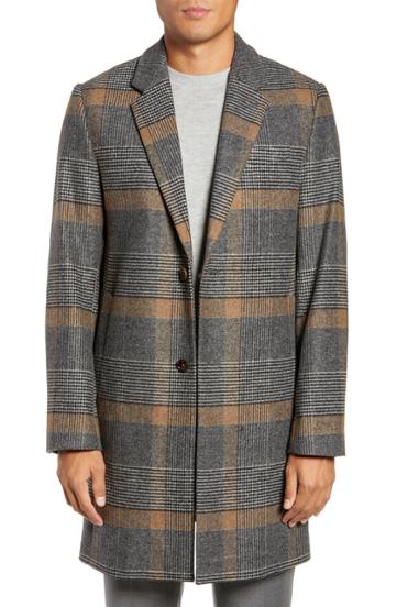 Men's Ted Baker London Frais Check Wool Overcoat (s) - Beige