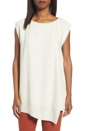 Women's Eileen Fisher Asymmetrical Silk Tunic, Size - Ivory