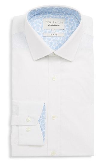 Men's Ted Baker London Sppotz Trim Fit Dot Dress Shirt .5 - White
