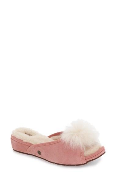 Women's Ugg Yvett Open Toe Slipper With Genuine Shearling Pom