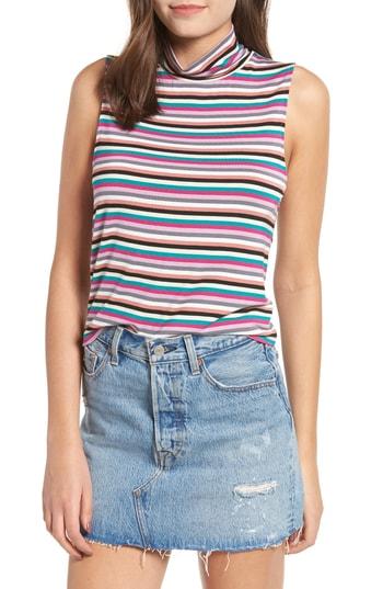 Women's Love, Fire Mock Neck Sleeveless Tank - Purple