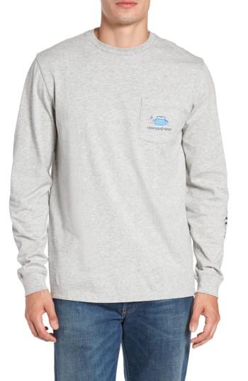 Men's Vineyard Vines Americana Game Day Graphic Long Sleeve T-shirt - Grey