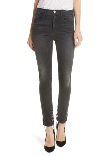 Women's 3x1 Nyc Bijou Chain Stirrup Ankle Skinny Jeans - Black