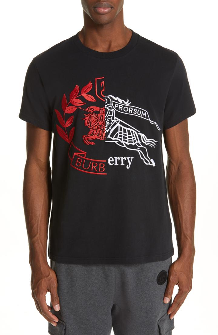 Men's Burberry Soleford Embroidered Logo T-shirt - Black