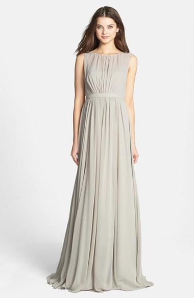 Women's Jenny Yoo 'vivienne' Pleated Chiffon Gown - Grey