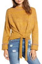 Women's Moon River Tie Hem Crop Sweater - Yellow