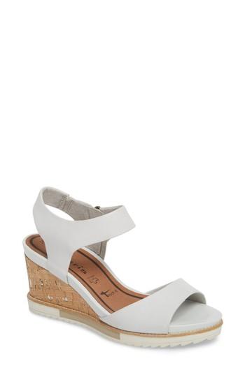 Women's Tamaris 'alis' Lug Sole Wedge Sandal Eu - White