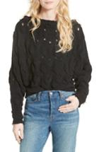 Women's Free People Desert Sands Cable Pullover - Black