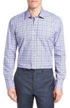 Men's Ted Baker London Royaltt Trim Fit Plaid Dress Shirt - 32/33 - Purple
