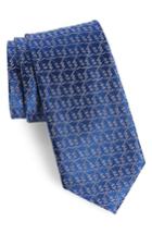 Men's Nordstrom Men's Shop Christmas Tree Silk Tie, Size - Blue