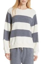 Women's The Great. Fleece Stripe Slouch Sweatshirt - Blue