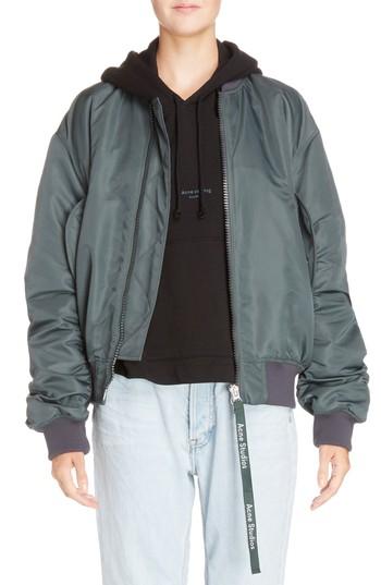 Women's Acne Studios Clea Crop Bomber Jacket Us / 32 Eu - Blue/green