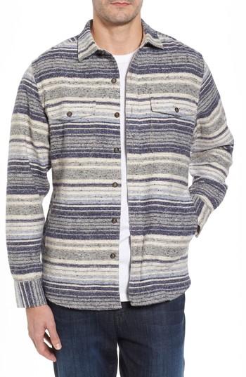 Men's Tommy Bahama Cozy Coast Stripe Shirt Jacket - Blue