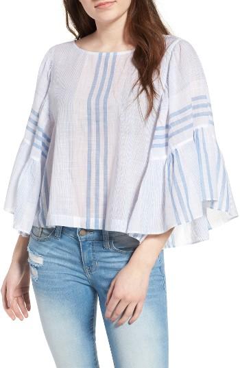 Women's Bp. Stripe Ruffle Swing Top - White
