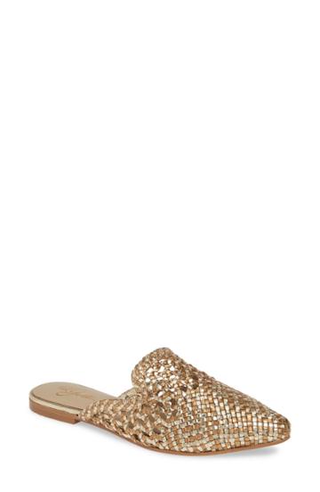 Women's 42 Gold Corra Woven Loafer Mule M - Metallic