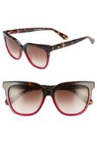 Women's Kate Spade New York Kahli 53mm Cat Eye Sunglasses - Dark Havana Burgundy