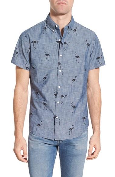Men's Bonobos Slim Fit Flamingo Print Short Sleeve Sport Shirt