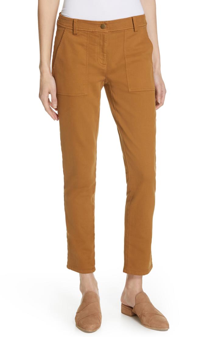 Women's Eileen Fisher Slim Stretch Cotton Pants - Brown