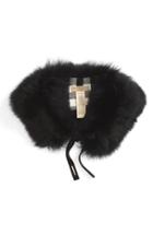 Women's Burberry Genuine Fox Fur Collar, Size - Black