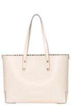 Burberry Embossed Crest Small Leather Tote - Ivory