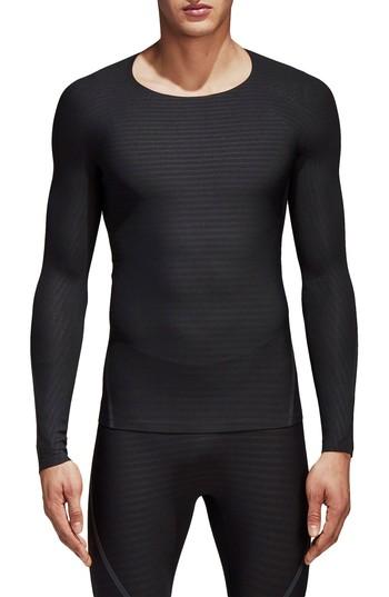 Men's Adidas Alphaskin 360 Long Sleeve T-shirt - Black