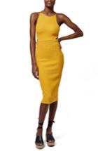 Women's Topshop Cutout Rib Knit Midi Dress Us (fits Like 2-4) - Yellow