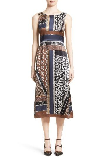 Women's Lafayette 148 New York Sebella Silk Midi Dress - Brown