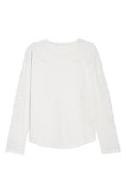 Women's Caslon Embroidered Sleeve Sweatshirt, Size - Ivory