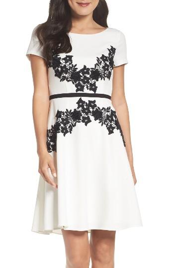 Women's Adrianna Papell Crepe Fit & Flare Dress - Ivory