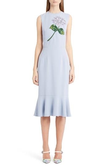 Women's Dolce & Gabbana Embellished Ruffle Hem Dress Us / 42 It - Blue