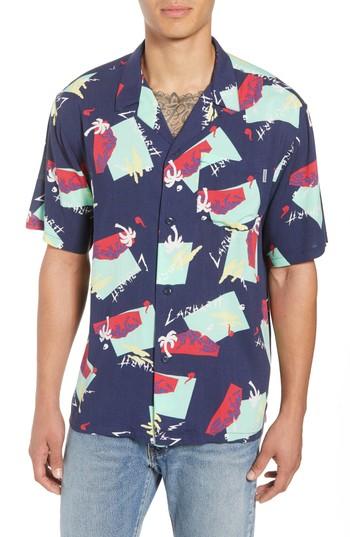 Men's Carhartt Work In Progress Anderson Woven Print Shirt - Blue