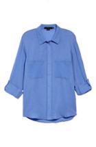 Women's Sanctuary Steady Boyfriend Roll Tab Shirt, Size - Blue
